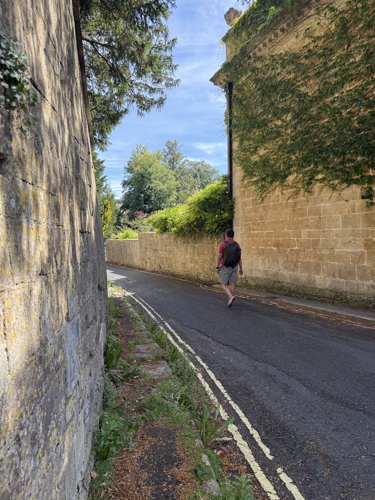 A narrow Georgian lane in Bath lined with honey-coloured Bath stone